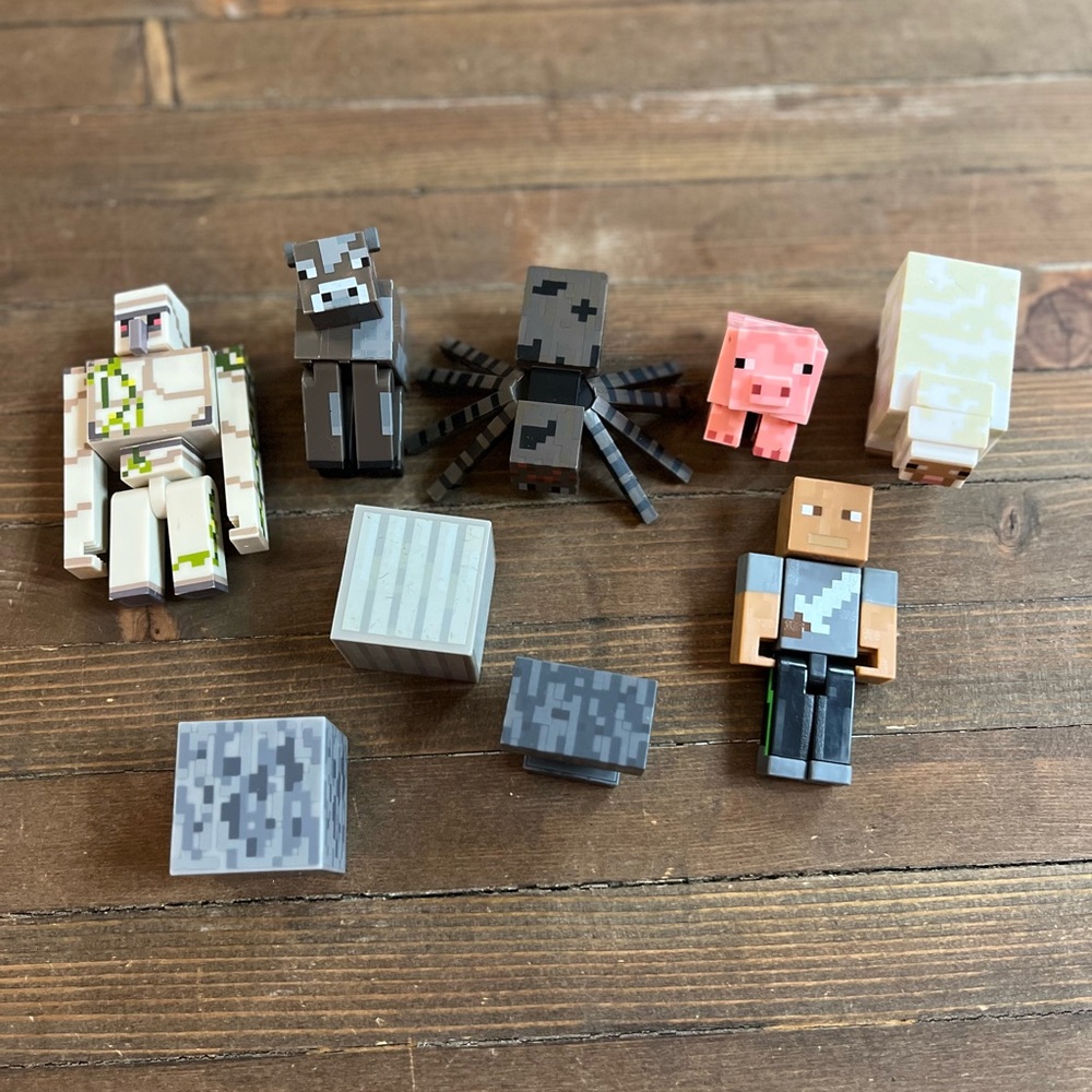 Minecraft action figures and blocks